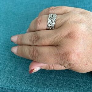 Elegant Silver Braided Women's Ring